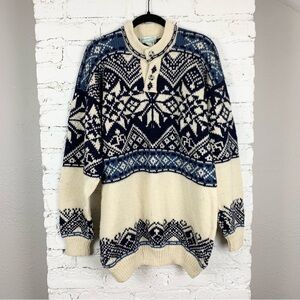 Amazonias Handmade Peru Sheepwool FairIsle Nordic Sweater Knit Button Pullover